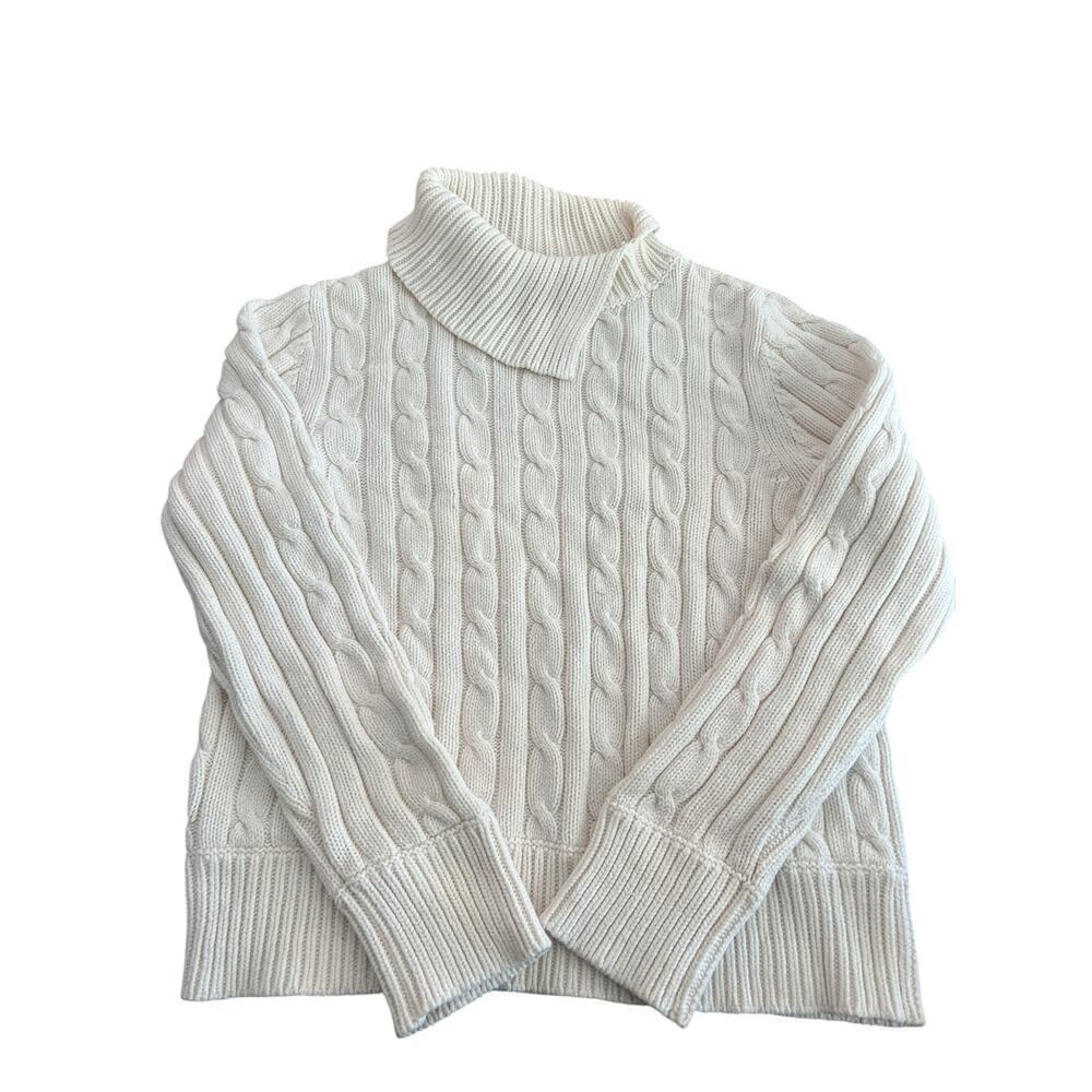 Liz Claiborne Women’s Cream Lizsport Cable Knit Pullover Sweater Size Large